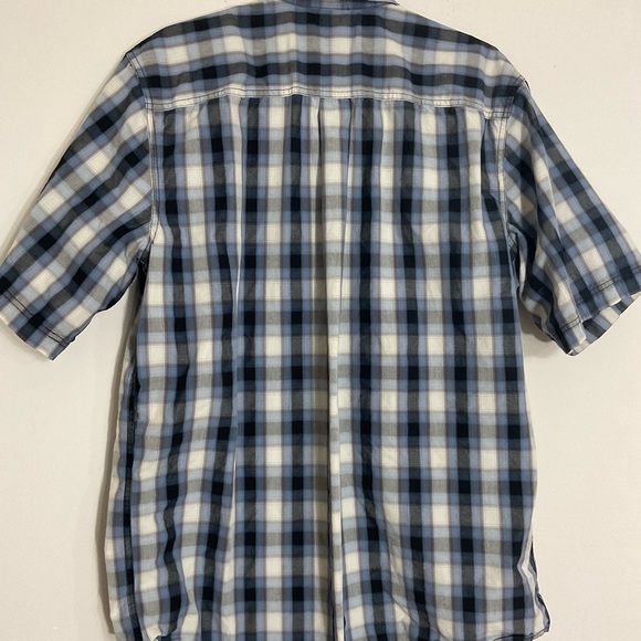 Carhartt Blue Plaid Button Down Short Sleeve Shirt Men’s Size Large - Picture 4 of 9